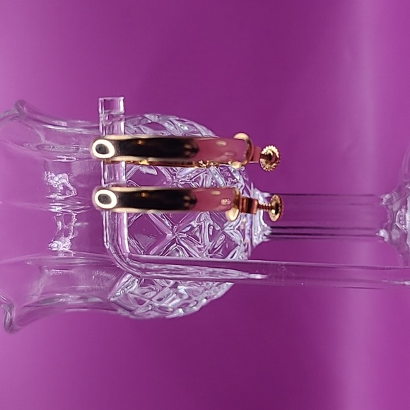 Gold tone hoop clip on earrings by Napier - Picture 4 of 9